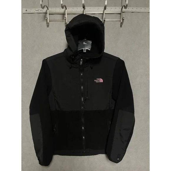 North Face Jacket Women L Black Hooded Denali Fleece Polartec Full Zip Pockets - Picture 2 of 10